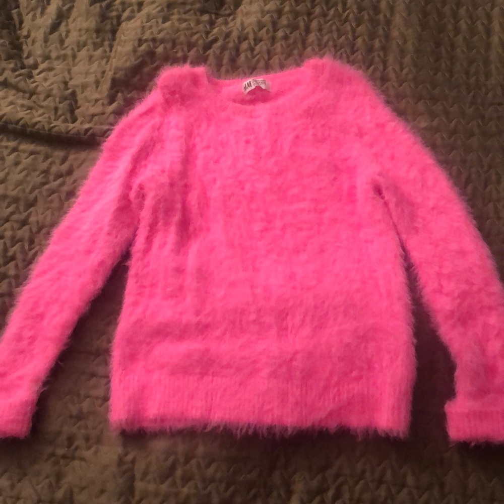 H&M fuzzy pink sweater, very warm, comfortable